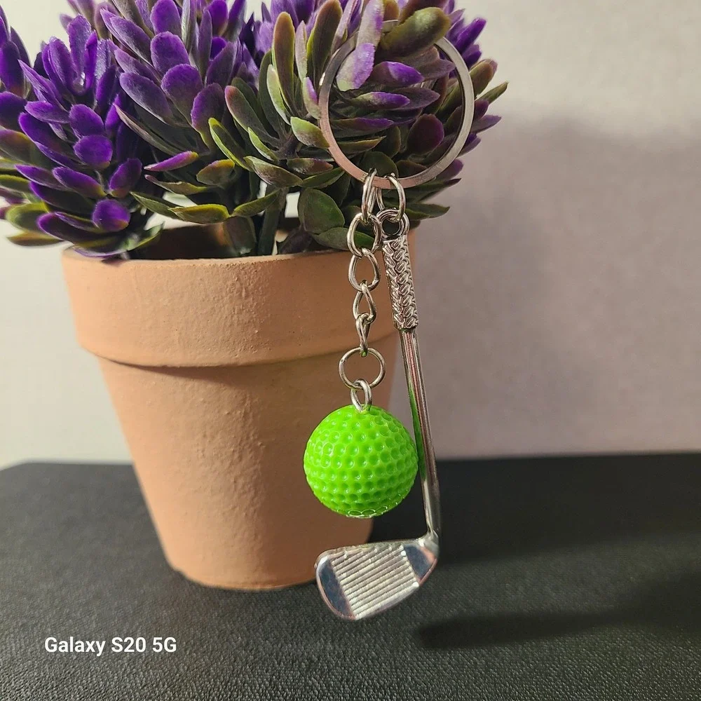 Golf Ball and Club Keychain, Sports Fan Gift, Bag Charm, Golfer Keyring‎ NWOT